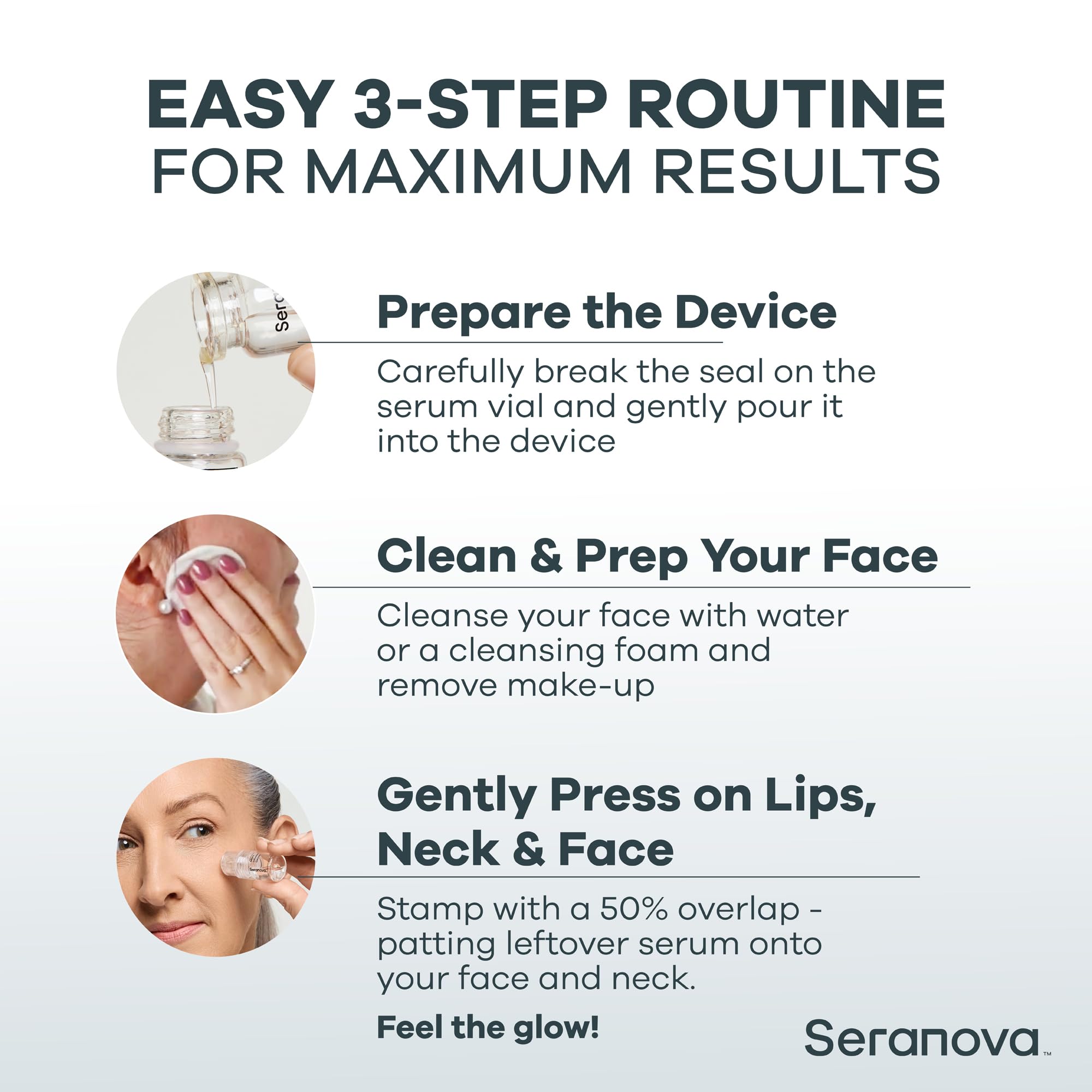 Seranova Micro Infusion Facial Kit – Hydrating Serum & Gentle Skin Care System with Hyaluronic Acid & Peptides, 1-Month Supply